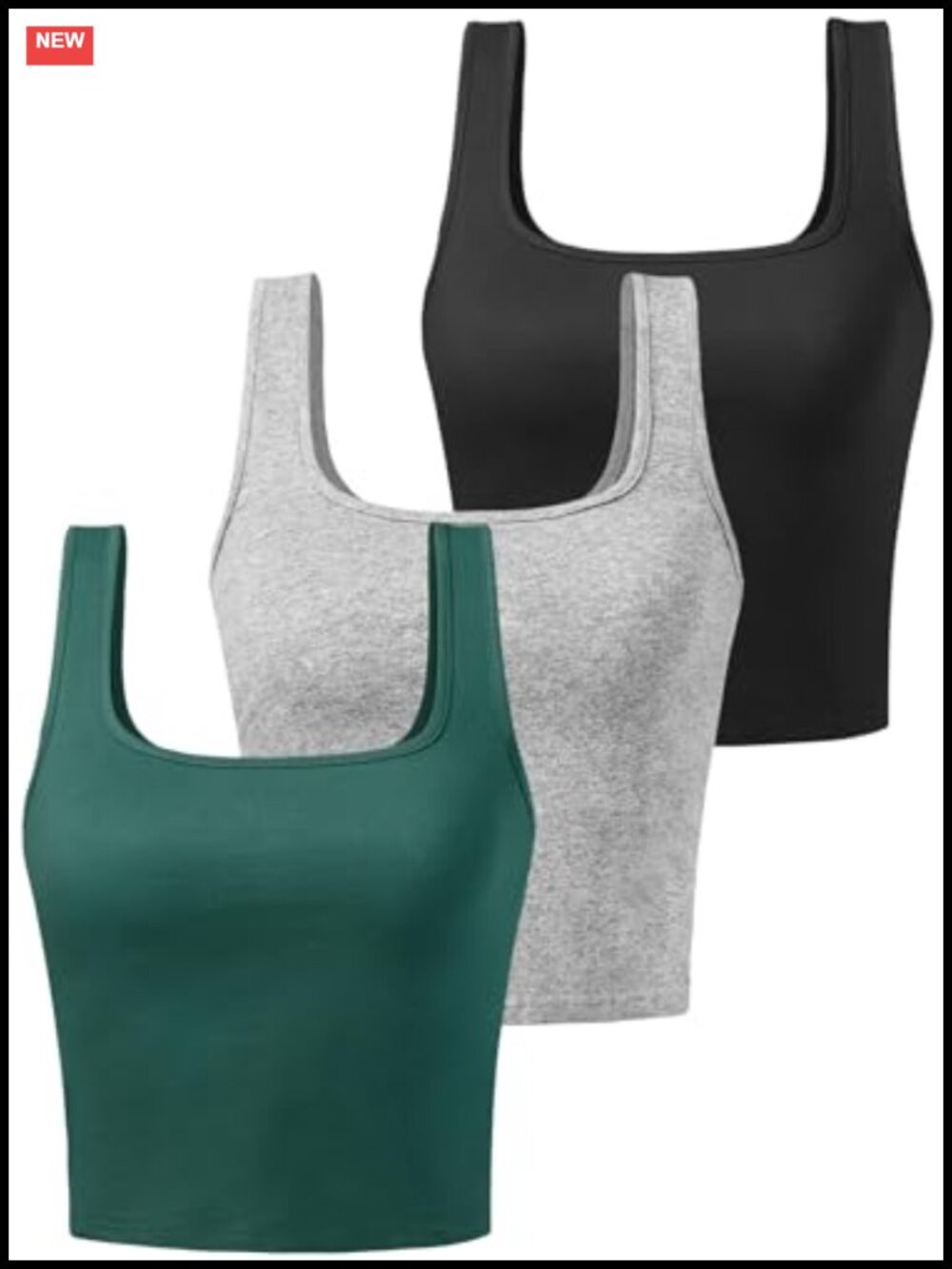 Women's Cotton Crop Tank Tops 3 Pack Sleeveless Yoga Workout Racerback